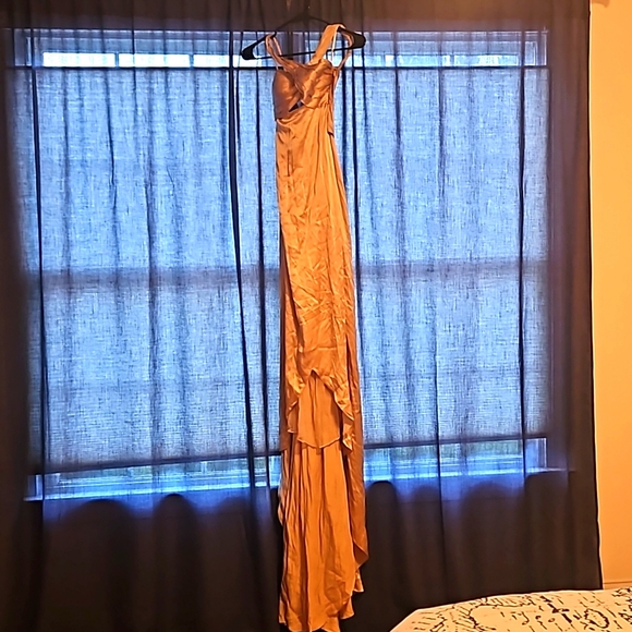 100% silk evening gown in champagne